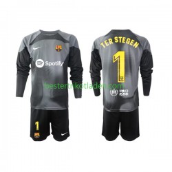 Fußballtrikot FC Barcelona Ter Stegen 1 Torwart Auswärts Trikot Away 2022-2023 Langarm für Kinder