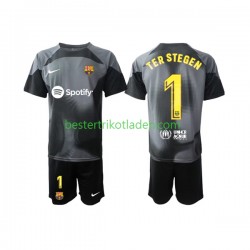 Fußballtrikot FC Barcelona Ter Stegen 1 Torwart Auswärts Trikot Away 2022-2023 Kurzarm für Kinder