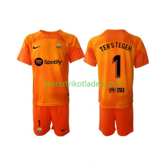 Fußballtrikot FC Barcelona Ter Stegen 1 Torwart Ausweich Trikot 3rd 2022-2023 Kurzarm für Kinder