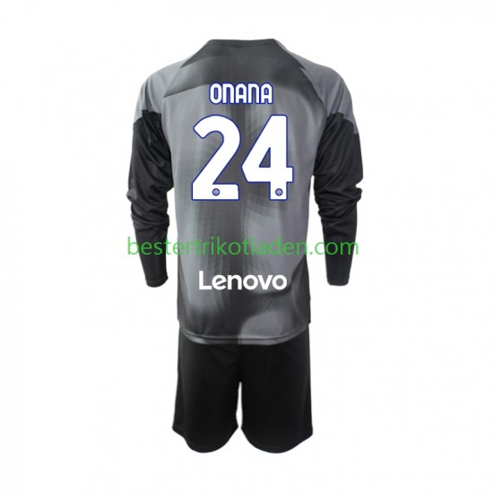 Fußballtrikot Inter Mailand Andre Onana 24 Torwart Heim Trikot Home 2022-2023 Langarm für Kinder