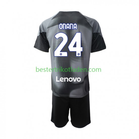 Fußballtrikot Inter Mailand Andre Onana 24 Torwart Heim Trikot Home 2022-2023 Kurzarm für Kinder