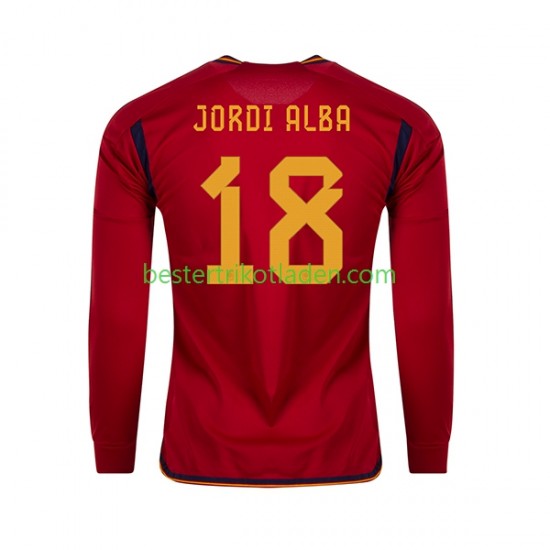 Fußballtrikot Spanien JORDI ALBA 18 Heim Trikot Home WM 2022 Langarm für Herren