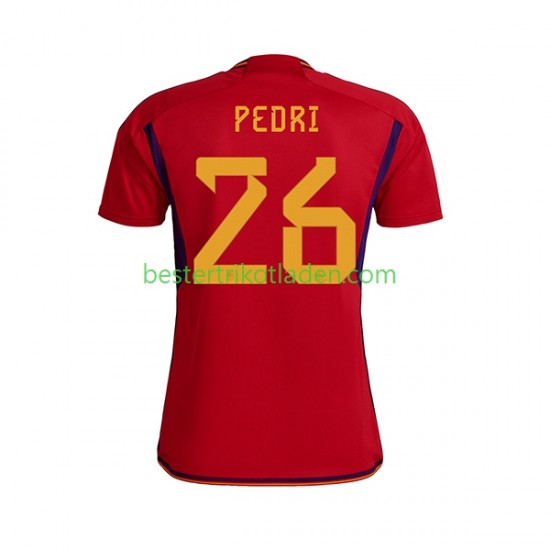 Fußballtrikot Spanien PEDRI 26 Heim Trikot Home WM 2022 Kurzarm für Herren