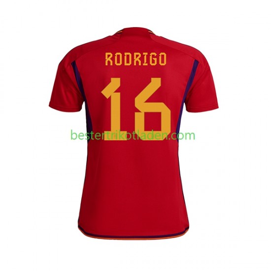 Fußballtrikot Spanien RODRIGO 16 Heim Trikot Home WM 2022 Kurzarm für Herren