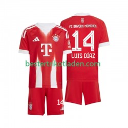 Fußballtrikot FC Bayern München Luis Diaz 14 Heim Trikot Home 2025-2026 Kurzarm für Kinder
