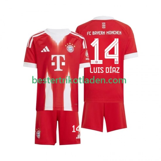 Fußballtrikot FC Bayern München Luis Diaz 14 Heim Trikot Home 2025-2026 Kurzarm für Kinder