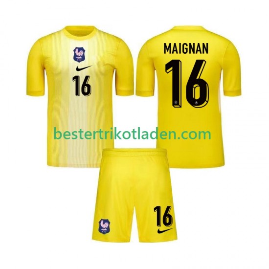 Fußballtrikot Frankreich Mike Maignan 16 Torwart Heim Trikot Home 2025 Kurzarm für Kinder