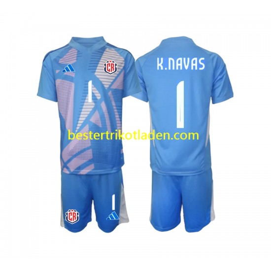 Fußballtrikot Costa Rica Keylor Navas 1 Torwart Heim Trikot Home 2024 Kurzarm für Kinder