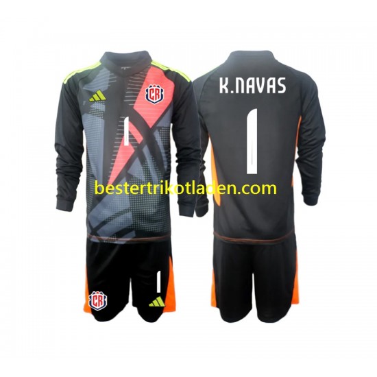 Fußballtrikot Costa Rica Keylor Navas 1 Torwart Ausweich Trikot 3rd 2024 Langarm für Kinder
