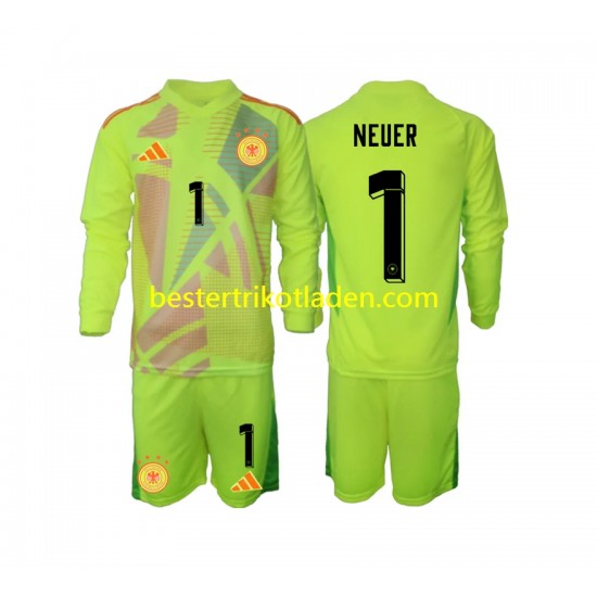 Fußballtrikot Deutschland Manuel Neuer 1 Torwart Auswärts Trikot Away Euro 2024 Langarm für Kinder