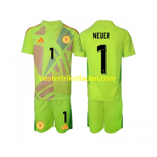 Fußballtrikot Deutschland Manuel Neuer 1 Torwart Auswärts Trikot Away Euro 2024 Kurzarm für Kinder