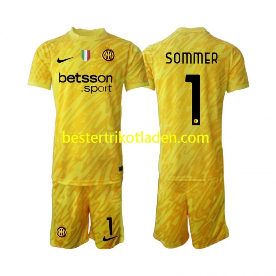 Fußballtrikot Inter Mailand Yann Sommer 1 Torwart Auswärts Trikot Away 2024-2025 Kurzarm für Kinder