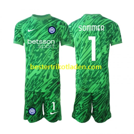 Fußballtrikot Inter Mailand Yann Sommer 1 Torwart Heim Trikot Home 2024-2025 Kurzarm für Kinder