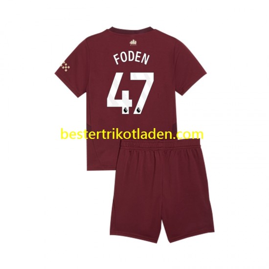 Fußballtrikot Manchester City Phil Foden 47 Ausweich Trikot 3rd 2024-2025 Kurzarm für Kinder