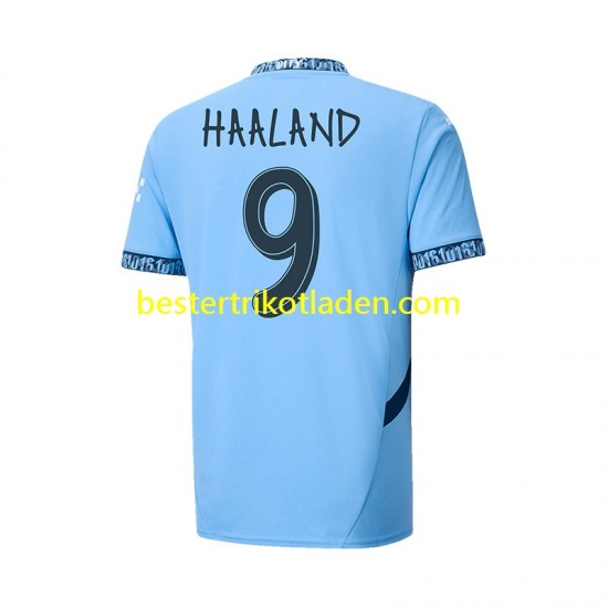 Fußballtrikot Manchester City UCL Font Haaland 9 Heim Trikot Home 2024-2025 Kurzarm für Herren