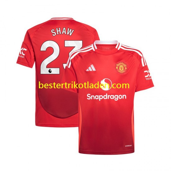 Fußballtrikot Manchester United Luke Shaw 23 Heim Trikot Home 2024-2025 Kurzarm für Herren