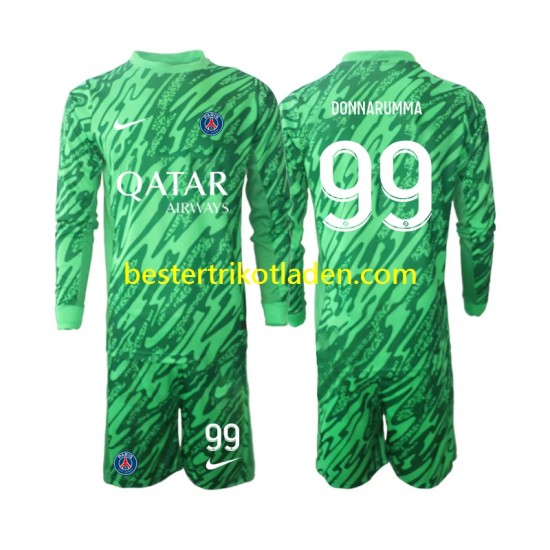 Fußballtrikot Paris Saint-Germain Gianluigi Donnarumma 99 Torwart Auswärts Trikot Away 2024-2025 Langarm für Kinder