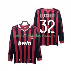 Fußballtrikot AC Mailand BECKHAM 32 2009 Retro Heim Trikot Home 2010 Langarm für Herren