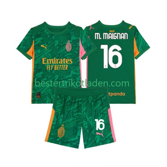 Fußballtrikot AC Mailand Mike Maignan 16 Torwart Auswärts Trikot Away 2025-2026 Kurzarm für Kinder