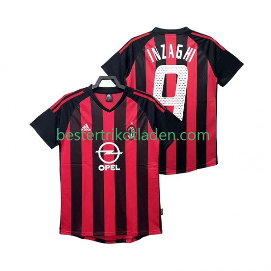 Fußballtrikot AC Mailand INZAGHI 9 2002 2003 Retro Heim Trikot Home Kurzarm für Herren