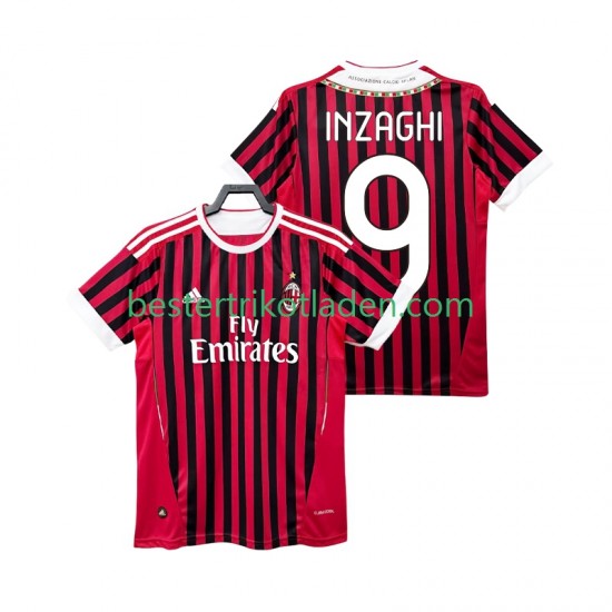 Fußballtrikot AC Mailand INZAGHI 9 2012 Retro Heim Trikot Home 2011 Kurzarm für Herren