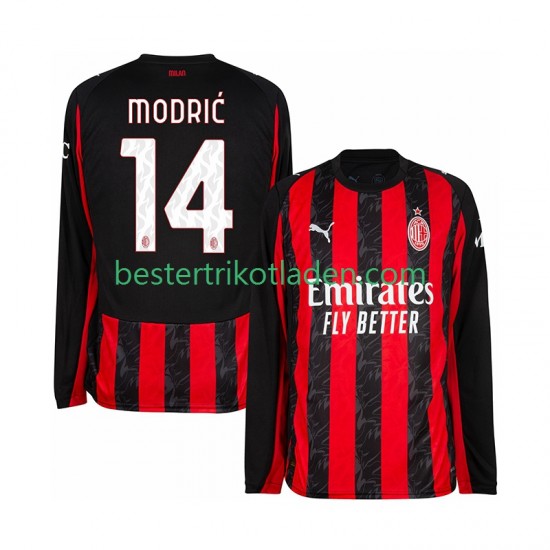 Fußballtrikot AC Mailand Modrić Luca 14 Heim Trikot Home 2025-2026 Langarm für Herren