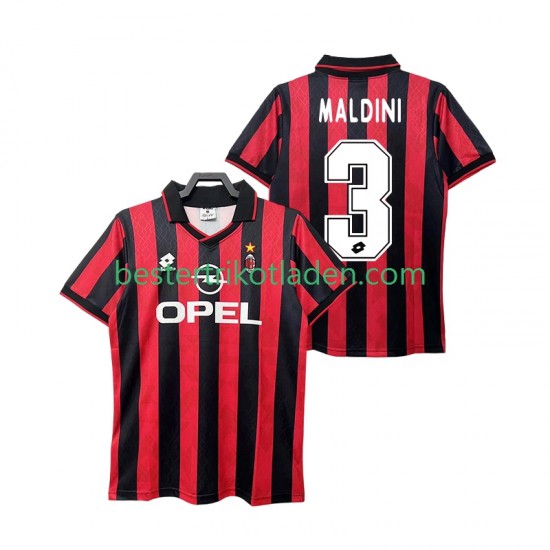Fußballtrikot AC Mailand MALDINI 3 1995 1996 Retro Heim Trikot Home Kurzarm für Herren