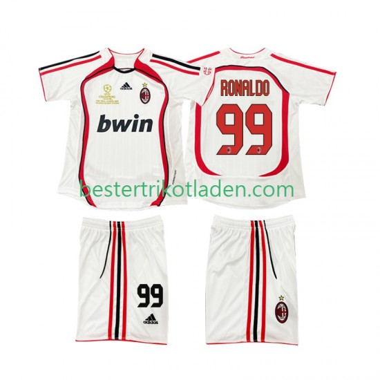 Fußballtrikot AC Mailand RONALDO 9 2007 Retro Auswärts Trikot Away 2006 Kurzarm für Kinder