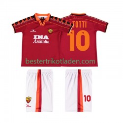 Fußballtrikot AS Rom TOTTI 10 1998 Retro Heim Trikot Home 1999 Kurzarm für Kinder