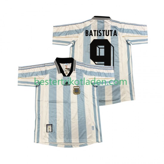 Fußballtrikot Argentinien BATISUTA 9 1998 Retro Heim Trikot Home Kurzarm für Herren
