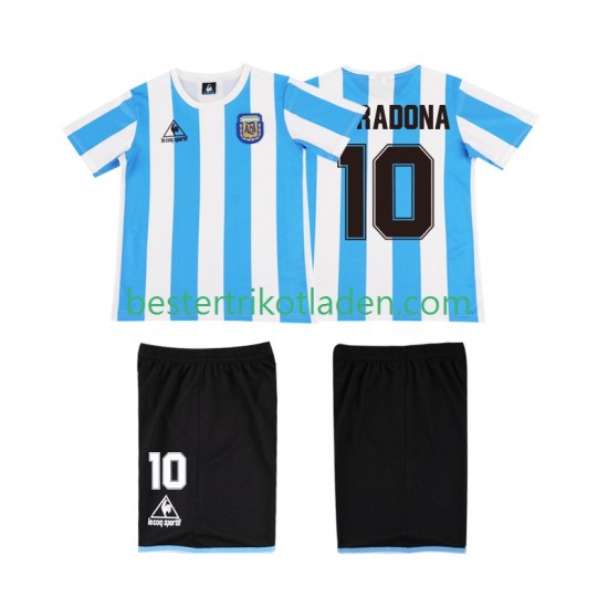 Fußballtrikot Argentinien MARADONA 10 1986 Retro Heim Trikot Home Kurzarm für Kinder