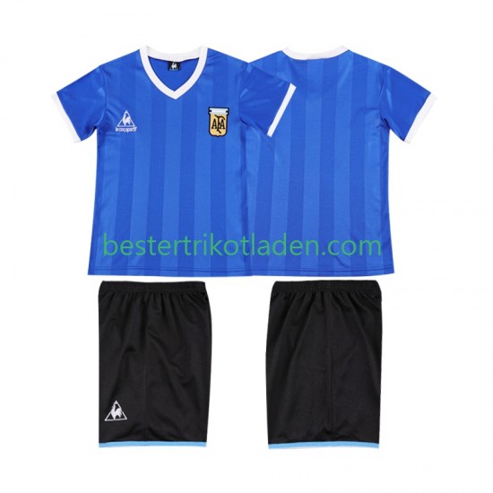 Fußballtrikot Argentinien 1986 Retro Auswärts Trikot Away Kurzarm für Kinder