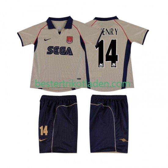 Fußballtrikot Arsenal Thierry Henry 14 2001 2002 Retro Auswärts Trikot Away Kurzarm für Kinder