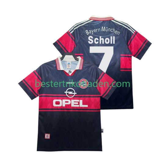 Fußballtrikot FC Bayern München Scholl 7 1997 Retro Heim Trikot Home 1999 Kurzarm für Herren