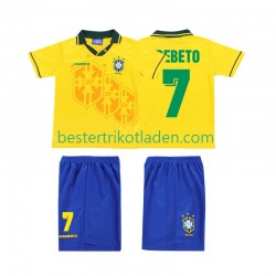 Fußballtrikot Brasilien BEBETO 7 Retro Heim Trikot Home 1994 Kurzarm für Kinder