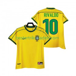 Fußballtrikot Brasilien RIVALDO 10 1998 Retro Heim Trikot Home Kurzarm für Herren