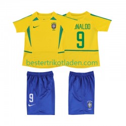 Fußballtrikot Brasilien Ronaldo 9 2002 Retro Heim Trikot Home Kurzarm für Kinder