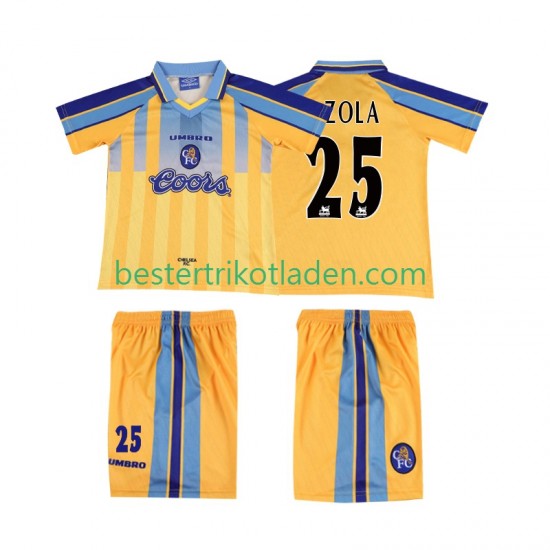 Fußballtrikot Chelsea ZOLA 25 1995 1997 Retro Auswärts Trikot Away Kurzarm für Kinder