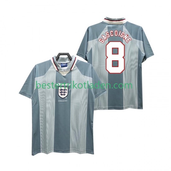 Fußballtrikot England CASCOIGNE 8 1996 Retro Auswärts Trikot Away Kurzarm für Herren