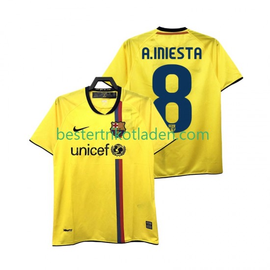 Fußballtrikot FC Barcelona A INIESTA 8 2009 Retro Auswärts Trikot Away 2008 Kurzarm für Herren