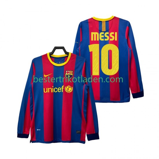 Fußballtrikot FC Barcelona Lionel Messi 10 Retro Heim Trikot Home 2011 2010 Langarm für Herren