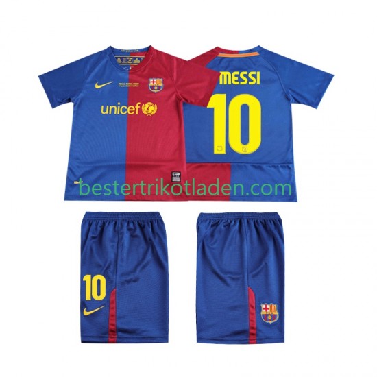 Fußballtrikot FC Barcelona Lionel Messi 10 Champions League 2009 Retro Heim Trikot Home 2008 Kurzarm für Kinder