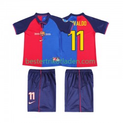 Fußballtrikot FC Barcelona RIVALDO 11 2000 Retro Heim Trikot Home 1999 Kurzarm für Kinder