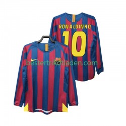Fußballtrikot FC Barcelona RONALDINHO 10 2005 Retro Heim Trikot Home 2006 Langarm für Herren