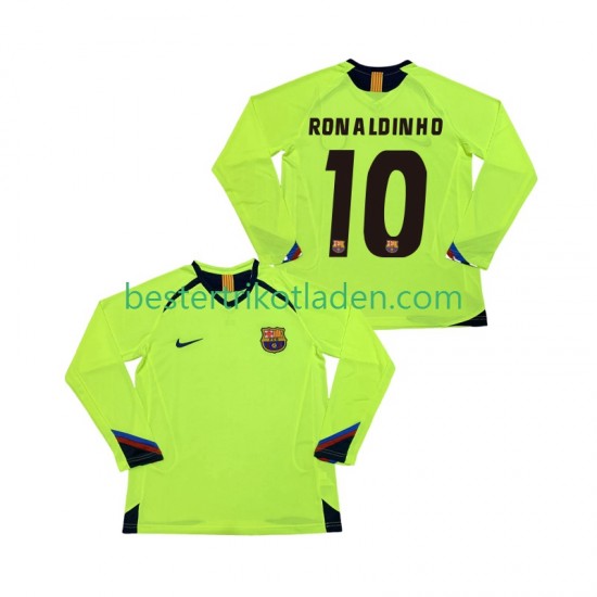 Fußballtrikot FC Barcelona RONALDINHO 10 2005 Retro Auswärts Trikot Away 2006 Langarm für Herren