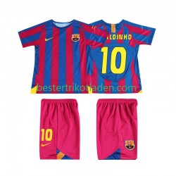 Fußballtrikot FC Barcelona RONALDINHO 10 Champions League 2005 Retro Heim Trikot Home 2006 Kurzarm für Kinder