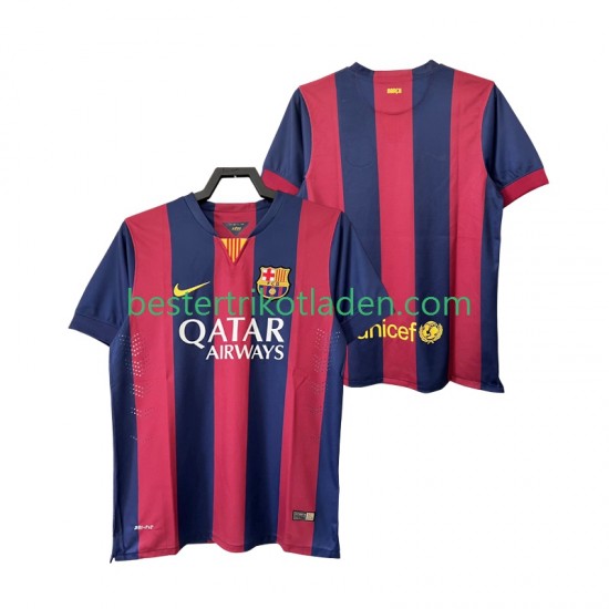 Fußballtrikot FC Barcelona 2014 2015 Retro Heim Trikot Home Kurzarm für Herren