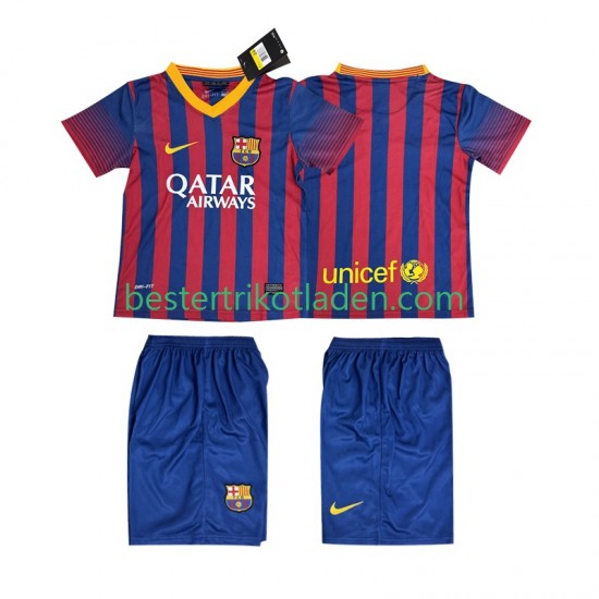 Fußballtrikot FC Barcelona 2013 2014 Retro Heim Trikot Home Kurzarm für Kinder