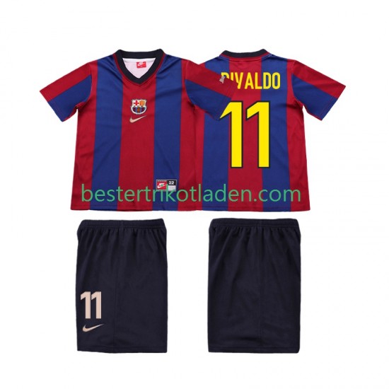 Fußballtrikot FC Barcelona Ronaldo 11 1998 Retro Heim Trikot Home 1999 Kurzarm für Kinder