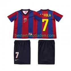 Fußballtrikot FC Barcelona SAVIOLA 7 1998 Retro Heim Trikot Home 1999 Kurzarm für Kinder